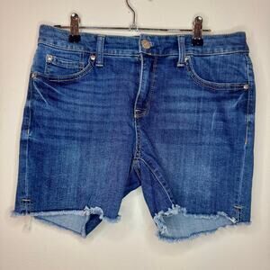 Seven7 Weekend Short Raw Hem Denim Jean Shorts Medium Wash Size 8